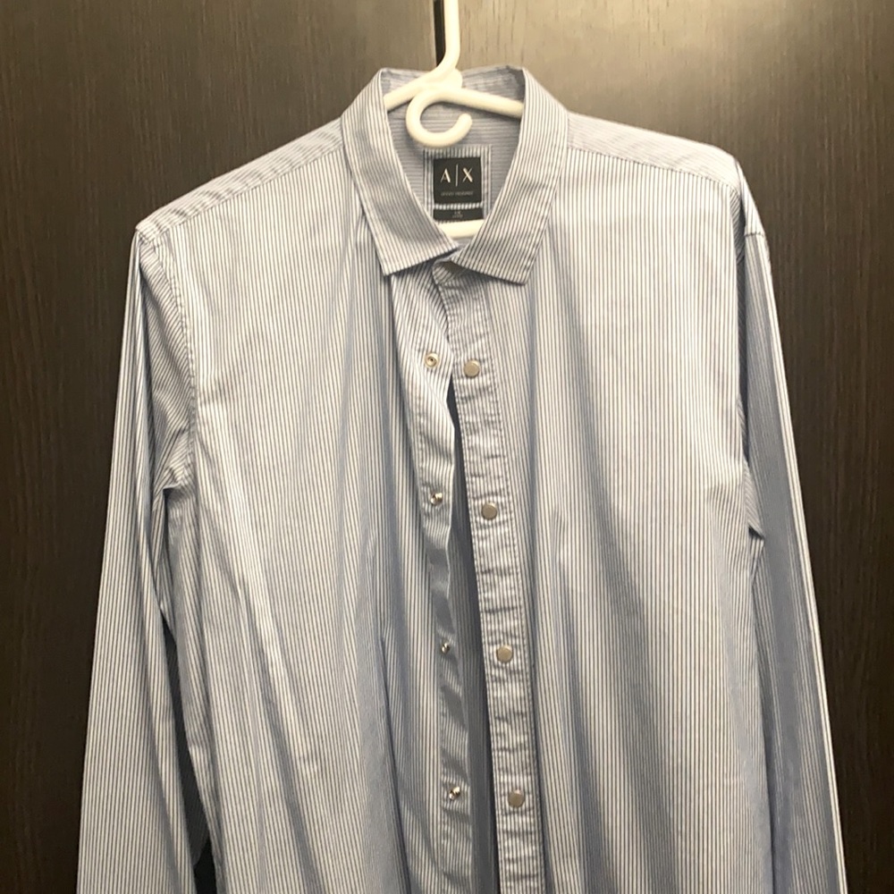 Armani Exchange shirt white and light blue.